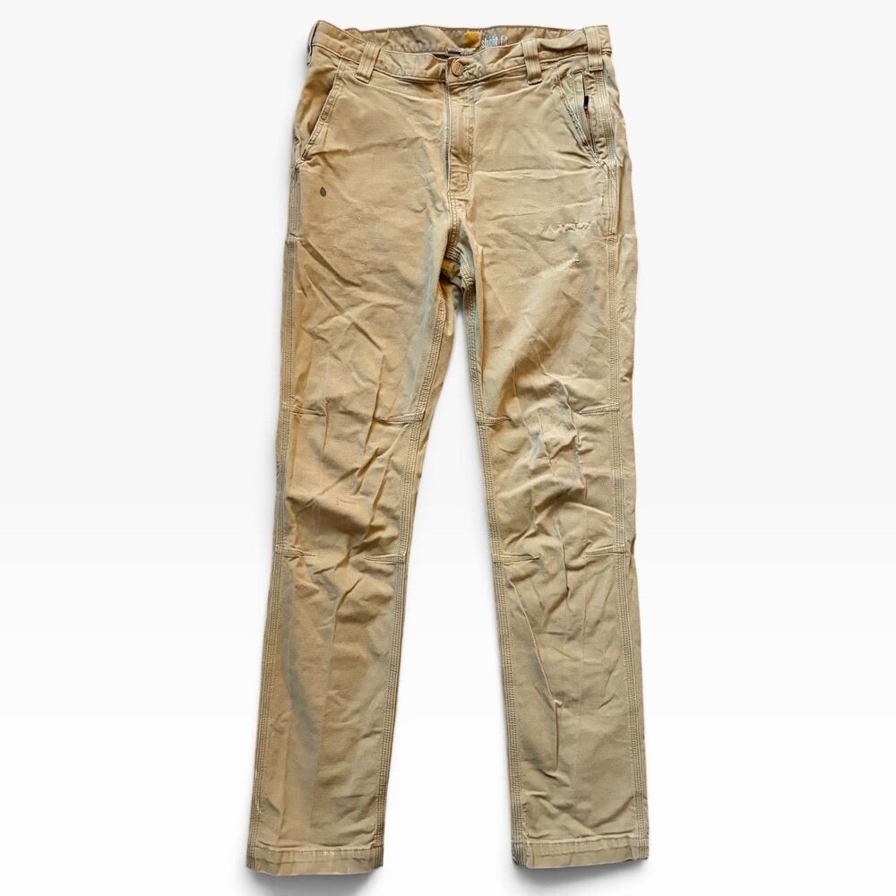 Carhartt Men's Straight Fit Khaki Canvas Pants Waist 34 MPN 82043
